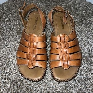 St. John’s Bay Women’s Brown Leather Sandals Size 8